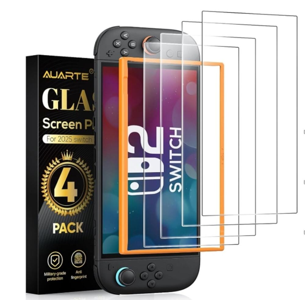 Auarte HD Clear Tempered Glass Screen Protector, 2025 Nintendo Switch 2 NWT